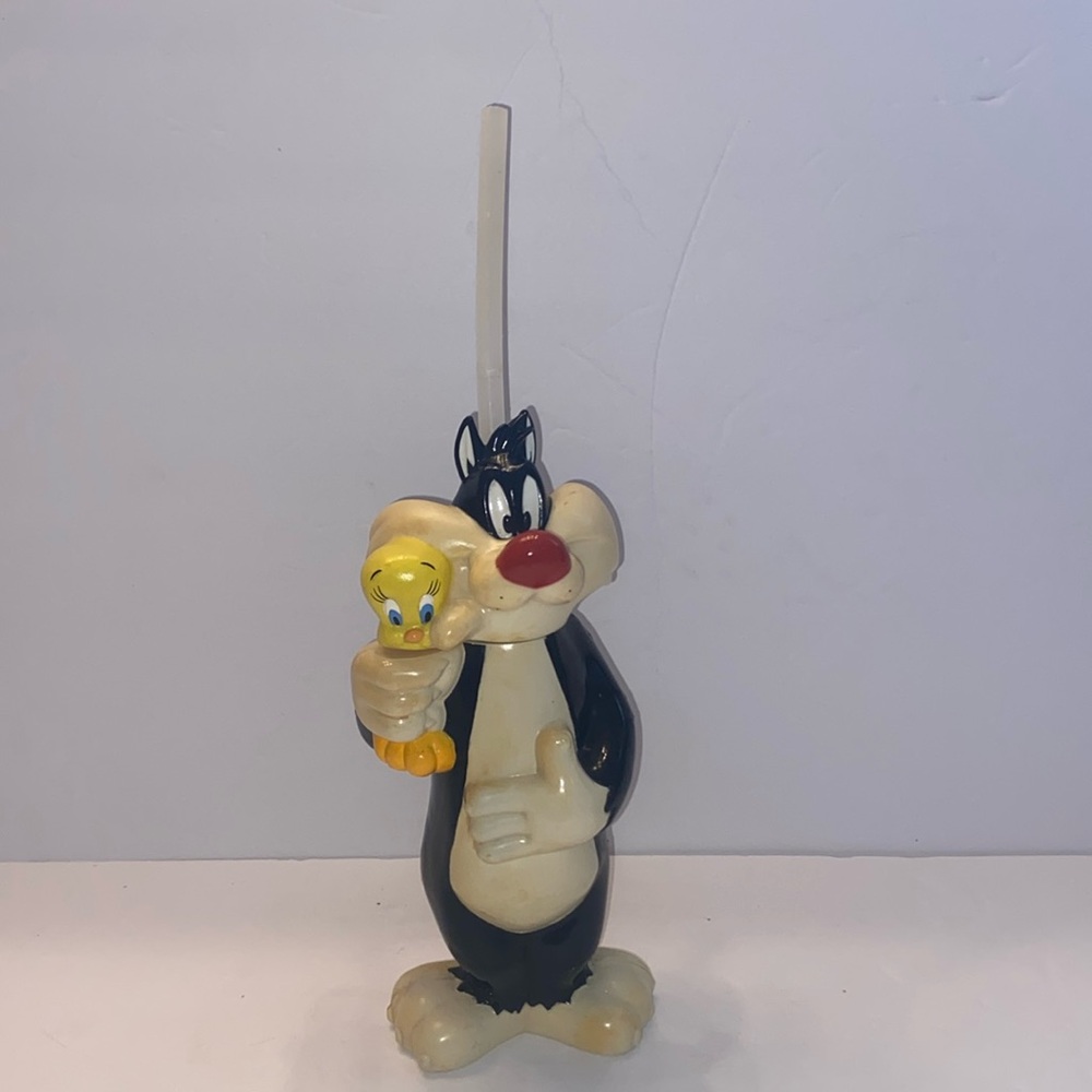 Vintage Warner Bros Looney Tunes 1996 Sylvester Cat Tweety Bird Water Bottle